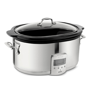 All-Clad 6.5-Quart Polished Stainless Steel Slow Cooker with Black Ceramic Insert
