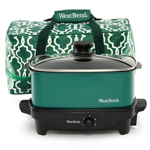 West Bend 5-Quart Versatility Slow Cooker with Insulated Tote and Transport Lid, Green